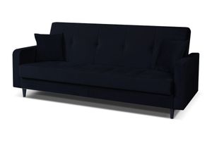 Sofa Luna Schlafsofa im skandinavisches Stil, Couch mit Schlaffunktion und Bettkasten, Polstersofa für Wohnzimmer 213 cm Farbe: Paris 167 - schwarz