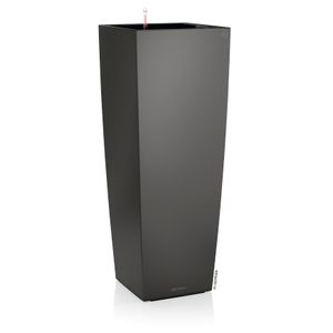 LECHUZA-Pflanzgefäß CUBICO Alto Premium 40 Anthrazit Metallic | Pflanzgefäß mit Bewässerungssystem | Metallic-Oberfläche |39,5 x 39,5 x 105 cm | 18233