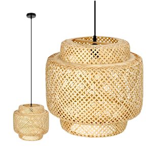 Lampa wisząca BONN bambusowa lampa wisząca boho E27 bambusowa lampa wisząca do salonu rattanowa lampa wisząca do jadalni kolor: naturalny (Ø40cm)