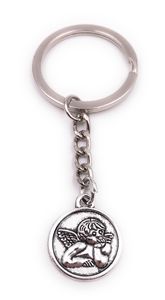 Onwomania Schlüsselanhänger Engel Engelsboten heilig Himmel im Kreis silber Anhänger Keychain