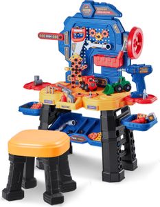 VEVOR Kinder-Werkbank, 181-teilig, Werkzeugbank mit realistischen Werkzeugen und elektrischer Bohrmaschine, Bauwerkzeuge für Kinder, Kleinkind-Werkbank-Lernspielzeug für Kinder ab 3 Jahren