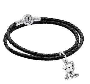 Pandora 51524 Damen-Armband im Set mit Charm-Anhänger Labrador Puppy, 35 cm