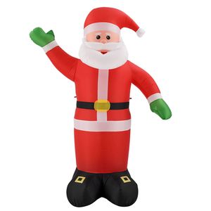 Juskys XXL Weihnachtsmann 250 cm groß – aufblasbarer Nikolaus mit Gebläse & LED-Lichterkette – Weihnachtsfigur mit Beleuchtung für außen