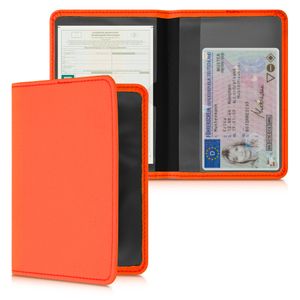 kwmobile Fahrzeugschein Hülle mit Kartenfächern - Neopren Etui Tasche für Auto Zulassungsbescheinigung Führerschein Neon Orange