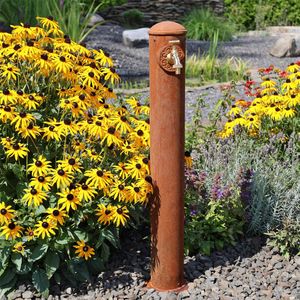 CLGarden Cortenstahl Wasserzapfsäule WZS1R mit ¾ Zoll Garten Wasserhahn Säule Rost Vintage Wasserzapfstelle Wassersäule
