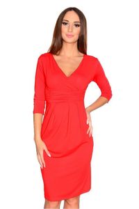 Damen Wickelkleid Kleid mit V-Ausschnitt; Rot/S/M