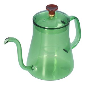 AYNEFY Glas-Kaffee-Handstanzkanne, groe Kapazitt, leicht zu reinigen, langer Tropfer, Glas-Kaffeekanne, hohe Transparenz für zu Hause(Grün)