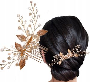 Braut Haarkamm Gold mit Perlen Elegante Haarverzierung Stilvoll und Edel