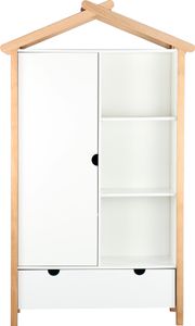 TPFLiving KLEIDERSCHRANK Malmö in Hausform - 1 Tür, 3 offene Fächer, 1 Schublade