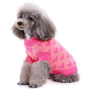 Herbst Winter süße Hunde Pullover mit schönen Herzen Muster rosa Strickwaren s Größe S
