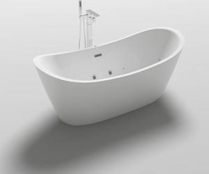 HOME DELUXE - wanna wolnostojąca z funkcją hydromasażu - OVALO PLUS - wymiary 180 x 90 x 72 cm - w komplecie akcesoria I wanna z hydromasażem, hydromasaż dla 2 osób