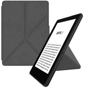MyGadget Origami Hülle für Amazon Kindle Paperwhite 7. Generation (bis 2017 - 6 Zoll) - Kunstleder - Auto Sleep | Wake Funktion - Flip Case in Grau