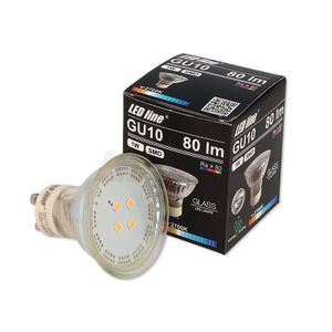 3x LED Line GU10 1W LED Leuchtmittel 120° SMD 6500K Kaltweiß 80 lm Spot Strahler Glass Einbauleuchte Energiesparlampe