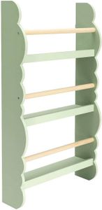 WOLTU Kinder Bücherregal Wandregal Bücher-Organizer mit 3 Ablagen Kinderregal für Buchaufbewahrung aus Kiefernholz E1 MDF, Farbe: grün