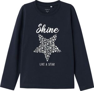 NAME IT Rundhals Langarmshirt Jersey Longsleeve Glitzer Gel Print Größe: 92