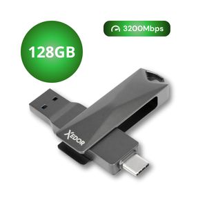 Xedor® USB Stick Plus 128GB - USB C und USB A 3.2 Gen 1 - 3200Mbps - Geeignet für iPhone 15 & 16 (Pro) und Android