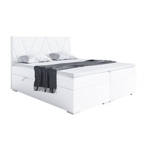 MEBLINI Boxspringbett mit Bettkasten - Gepolstert Doppelbett mit Matratze und Topper - Polsterbett mit Stauraum - Bett mit Kopfteil - Stauraumbett - LARA - 180x200 - H3/Weiß Kunstleder MEBLINI Boxspringbett mit Bettkasten - Gepolstert Doppelbett mit Matratze und Topper - Polsterbett mit Stauraum - Bett mit Kopfteil - Stauraumbett - LARA - 180x200 - H3/Weiß Kunstleder