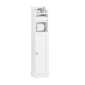 SoBuy® Voľne stojaci biely držiak na toaletný papier, skladovanie toaletného papiera, FRG177-W