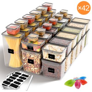 7MAGIC 42 Stück Vorratsdosen Set, BPA-frei, Plastik Aufbewahrungsbox mit Deckel Luftdicht, Müsli Schüttdose & Frischhaltedosen, Küche Aufbewahrung & Organisation
