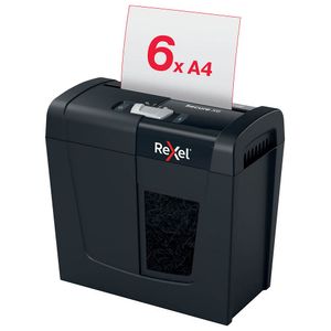 Rexel Secure X6 Aktenvernichter mit Partikelschnitt P-4, 4 x 40 mm, bis 6 Blatt, schwarz