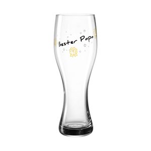 Leonardo Presente Weizenbier-Glas Bester Papa, 1 Stück, spülmaschinenfestes Weizen-Glas mit Schriftzug und Motiv, Bierglas, 500 ml 044523