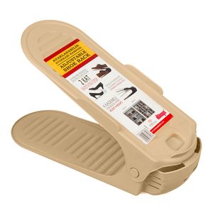 Schuhregal Organizer Gestell Regal für Schuhe Schuhstapler Schuhhalter Platzsparend Kunststoff Cremig