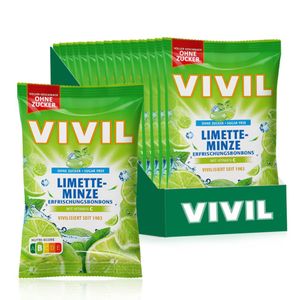 VIVIL Limette-Minze Erfrischungsbonbons ohne Zucker | 15 Beutel