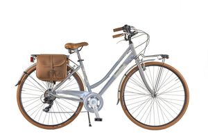 Dolce Vita by Canellini Fahrrad Citybike Frau Aluminium mit Korb und Tasche - Grau 43