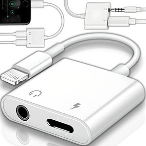 Lightning Audio adaptér 2v1 3,5 mm Aux iPhone Nabíjanie zvuku cez slúchadlový konektor Kompatibilný s iPhone 13 Pro Max 12 11 XS XR X 7 7P 8 8P Retoo