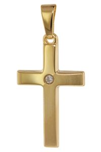 trendor 75448 Kreuz-Anhänger mit Zirkonia 19 mm Gold 585 / 14K