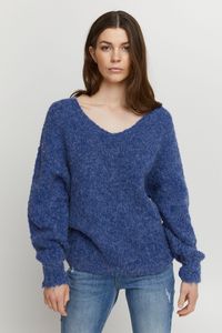 b.young BYOMIRA VNECK JUMPER Damen Strickpullover Grobstrick Pullover V-Ausschnitt mit Alpaka Wollanteil