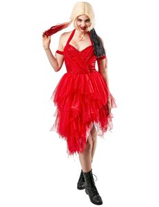Offizielles Harley Quinn-Superschurken-Kostüm für Damen rot