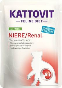 KATTOVIT ¦ Kidney/Renal - s morčacím mäsom - 24 x 85g ¦ Mokré diétne krmivo pre mačky s chronickou obličkovou nedostatočnosťou vo vrecúšku