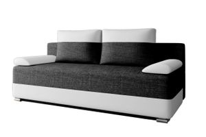 MOEBLO Schlafsofa ATLANTA – Polstersofa Schlafcouch Sofa Sofagarnitur Couch Schlafsofa für Wohnzimmer mit Bettfunktion, Schlaffunktion und Bettkasten (BxHxT): 200x90x96 cm -   Atlanta Lawa 06 + Soft 17 Schwarz + Weiß