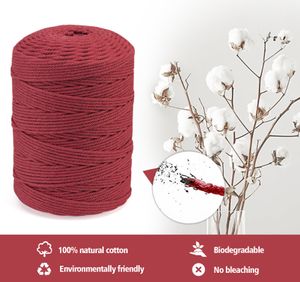 Premium Makramee Garn und Baumwollgarn - Makramee Cord 3mm x 300m in Rot für DIY Pflanzenaufhänger, Wandbehang und Traumfänger Deko
