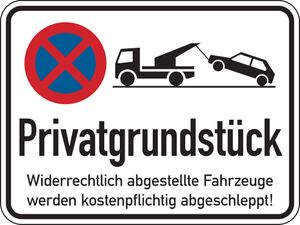 Dreifke® Parkverbotsschild, Privatgrundstück Widerrechtlich abgestellte Fahrzeuge, 400x300 mm, Aluverbund, Aluverbund 1 Stk.