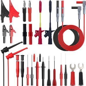24-teiliges Multimeter-Prüfkabelset mit Krokodilklemmen, Durchstoßprüfklemme und Prüfspitzen 1000 V 10 A CAT III für Fluke, KAIWEETS, INNOVA Multimeter, Voltmeter, Stromzange