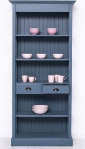 Casa Padrino Landhausstil Shabby Chic Schrank Antik Blau 91 x 39 x H. 197 cm - Landhausstil Esszimmer Schrank - Massivholz Möbel - Landhausstil Shabby Chic Möbel