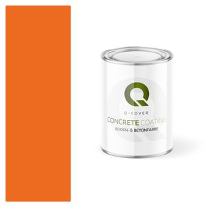 Q-COVER Bodenfarbe Betonfarbe Garagenboden Bodenbeschichtung für Innen- und Außenflächen Kellerfarbe Fußbodenfarbe Orange 0,9L