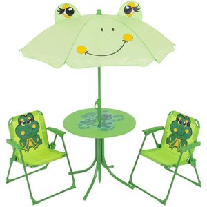 Garten Set für Kinder mit Sonnenschirm Stuhl Tisch Gartenmöbel Frosch 3 TLG