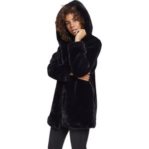 Dětský kabát Urban Classics Ladies Hooded Teddy Coat black - L