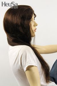 Braune Perücke Echthaar lang Frauenperücke echtes Haar 61 cm indisches Haar