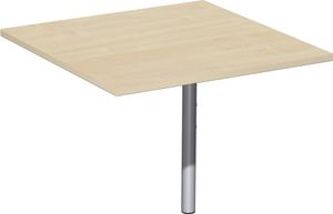 Geramöbel Verkettungsplatte Volleck 90° mit Stützfuß, mit Kabelführung, inkl. Verkettungsmaterial, höhenverstellbar, 800x800x680-820, Ahorn/Silber, S-617008-AS