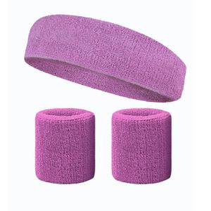 Sport Schweißband Stirnband Armband, Erwachsenen Schweißbänder Baumwolle Fitness Schutz, Atmungsaktiv Lila