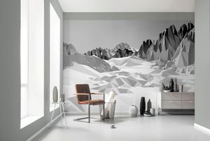 Komar Fototapete "Icefields", "Mountains", schwarz, weiß, 368 x 254 cm