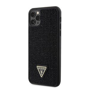 Guess Rhinestones Triangle Metal Logo Case iPhone 11 Pro Max schwarz