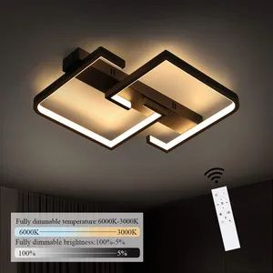 ZMH lampa sufitowa LED 35W czarna lampa do salonu ściemnialna z pilotem nowoczesny design lampa do sypialni