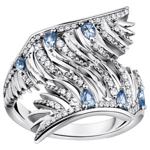 Thomas Sabo TR2409-644-1 Ring Damen Phönix-Flügel Blaue Steine Silber Gr. 60