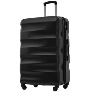 Kufr Flieks, vozík na kolečkách, cestovní kufr se zámkem a 4 kolečky, pevný skořepinový vozík, velká kapacita, L, 66,5 x 44 x 28, černý