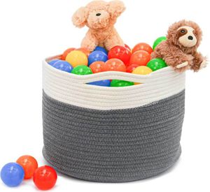 Ø34x25 Baumwoll Seilkorb 20L Aufbewahrungskorb Boho Wäschekorb Kinderzimmer Korb